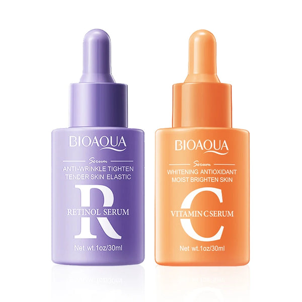 2pcs/kit BIOAQUA Vitamin C Retinol Hyaluronic Acid Serum for Face Moisturizing Firming Brightening Facial Essence Skin Care Sets