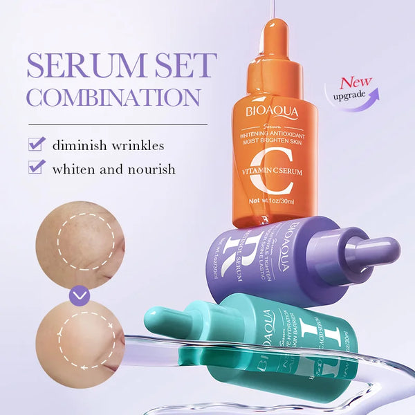 2pcs/kit BIOAQUA Vitamin C Retinol Hyaluronic Acid Serum for Face Moisturizing Firming Brightening Facial Essence Skin Care Sets